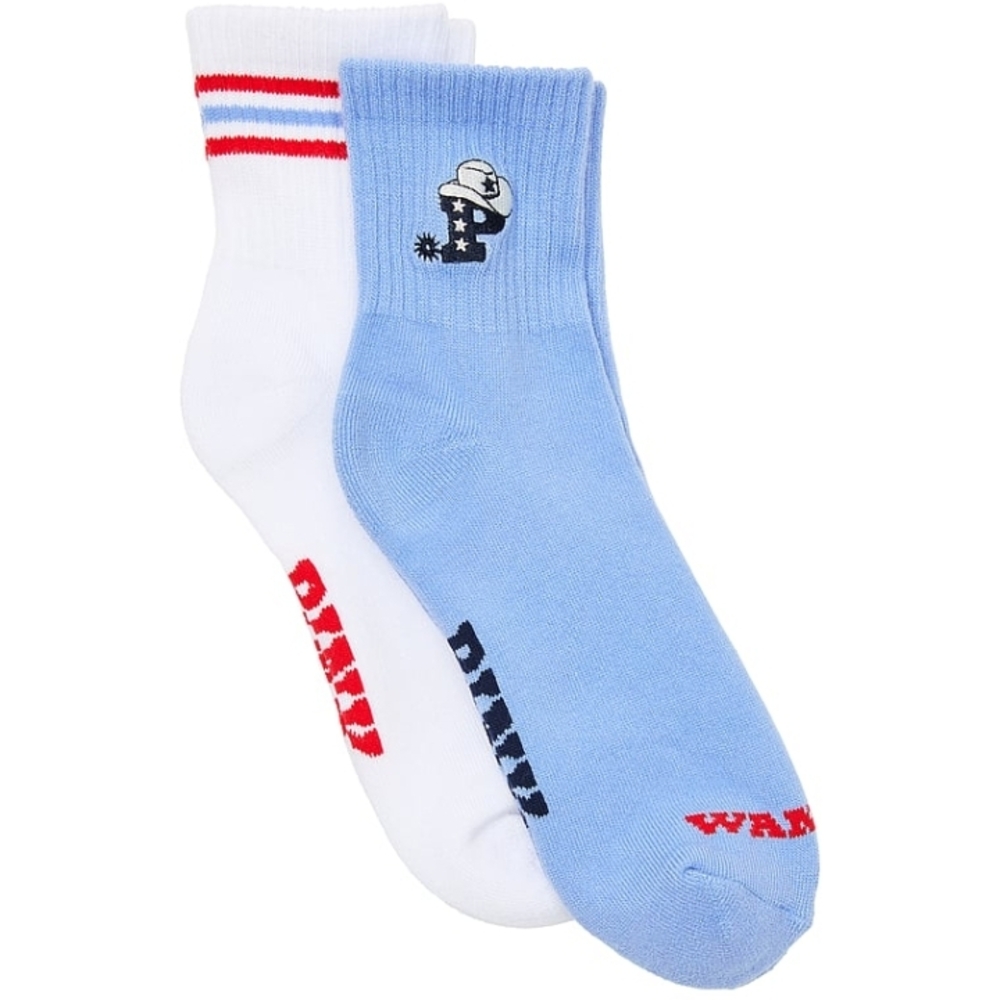Vs Pink (wanted) Blue and White Women's Socks Set 2pk